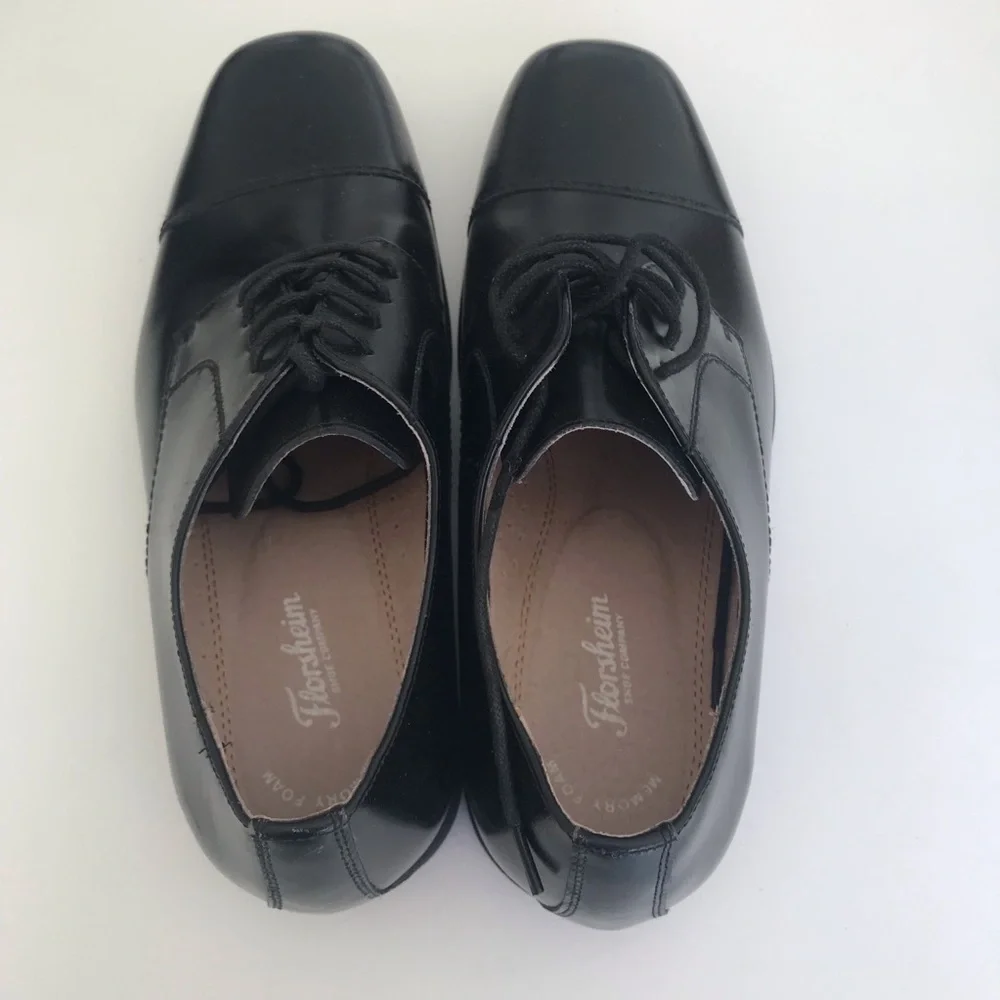 Florsheim black lace up memory foam dress shoes kids size 7